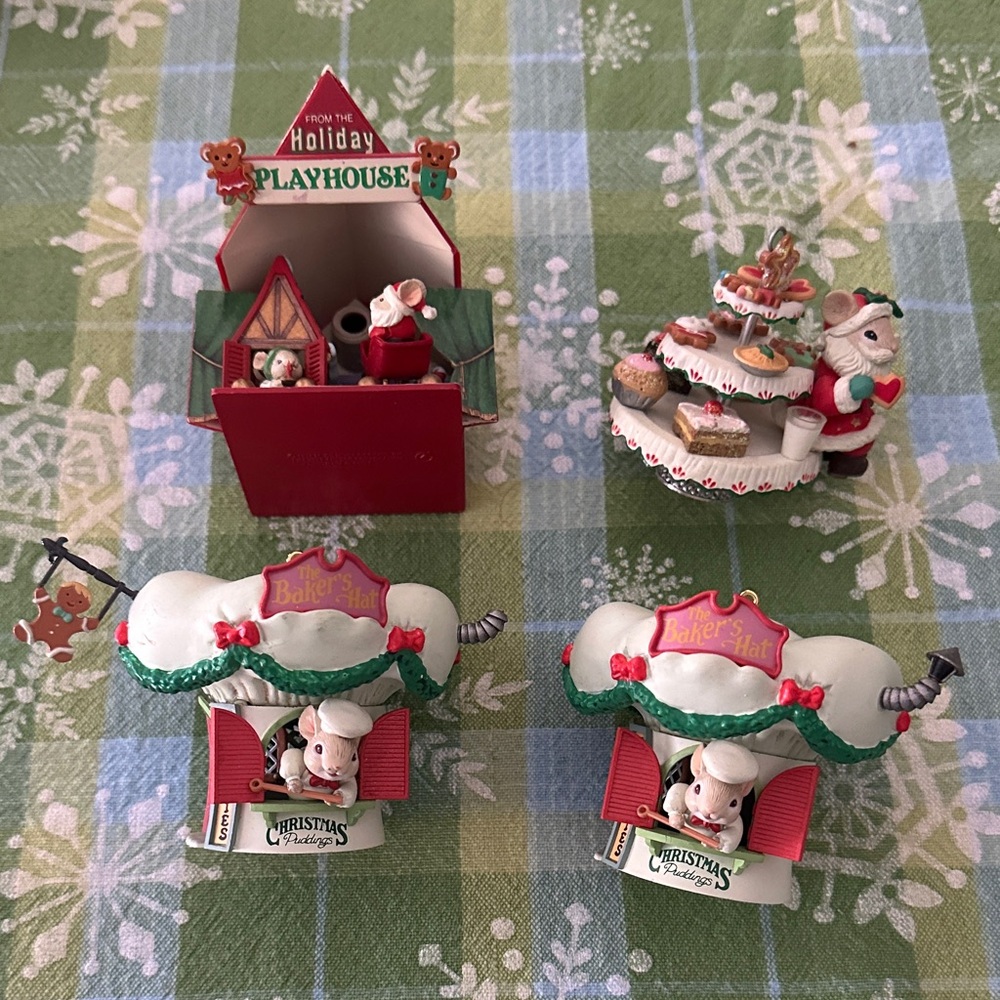 Enesco vintage Holiday Playhouse and Bakery Hat Ornaments